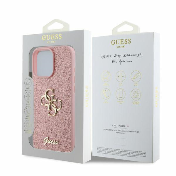Etui Guess iPhone 16 Pro Max 6,9" różówy/pink HC Fixed Glitter Big 4G