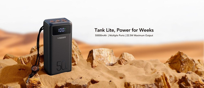 VEGER powerbank 50000 mAh PD QC3.0 5A 22,5W Tank Lite (W5001) czarny