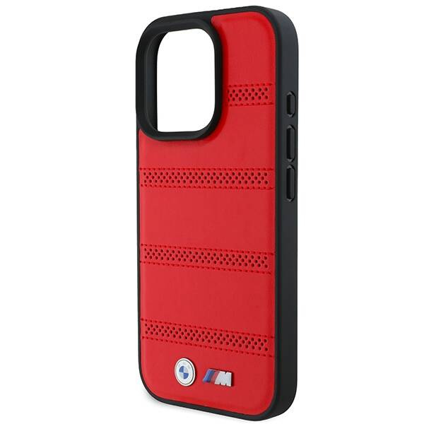 Etui BMW iPhone 16 Pro 6.3" czerwony/red hardcase M Perforated And Stitched Line MagSafe