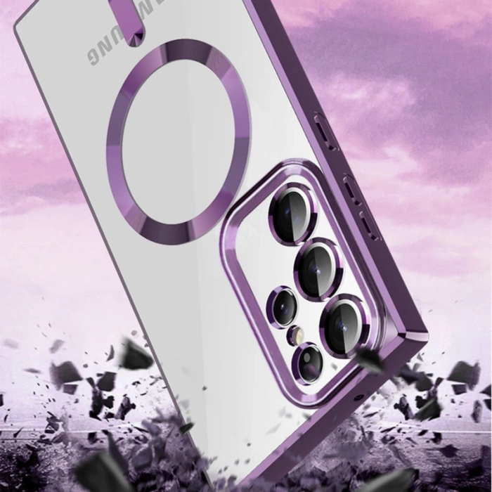 Etui Wozinsky Electroplated Magsafe na Samsung Galaxy S24 FE - niebieskie