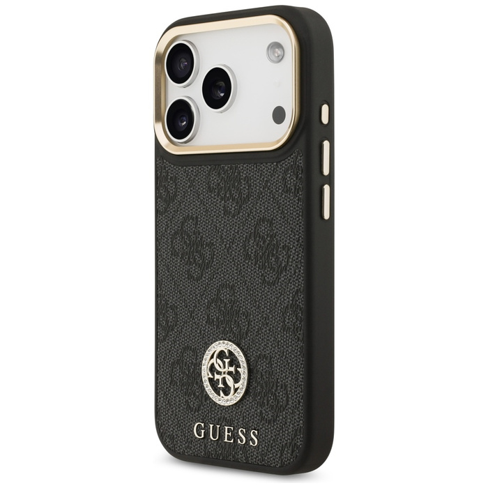 Etui Guess 4G Strass Logo & Big Strap    Metal Buttons MagSafe do iPhone 17 Pro czarny
