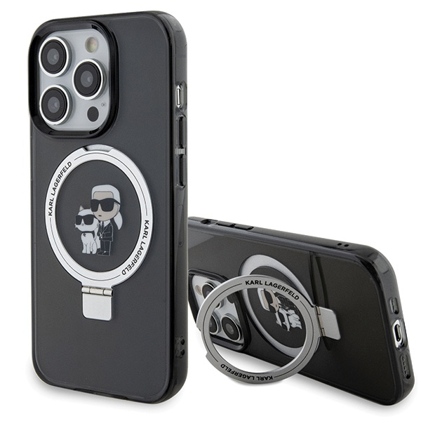 Etui Karl Lagerfeld KLHMP13LHMRSKCK iPhone 13 Pro 6.1" czarny/black hardcase Ring Stand Karl&Choupettte MagSafe Case