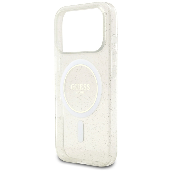 Etui Guess IML Glitter Pearl Strap       MagSafe do iPhone 17 Pro Max przezroczysty