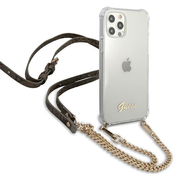Etui GUESS Apple iPhone 12 12 Pro 4G Gold Chain Bezbarwny Hardcase