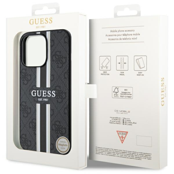 Etui Guess GUHMP13LP4RPSK iPhone 13 Pro / 13 6,1" czarny/black hardcase 4G Printed Stripes MagSafe Case