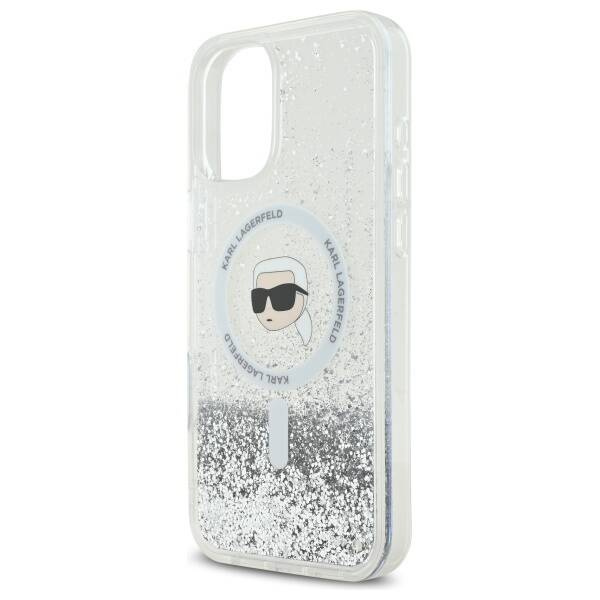Etui Etui Karl Lagerfeld iPhone 16  Plus 6.7" hardcase transparent Liquid Glitter Karl Head Magsafe