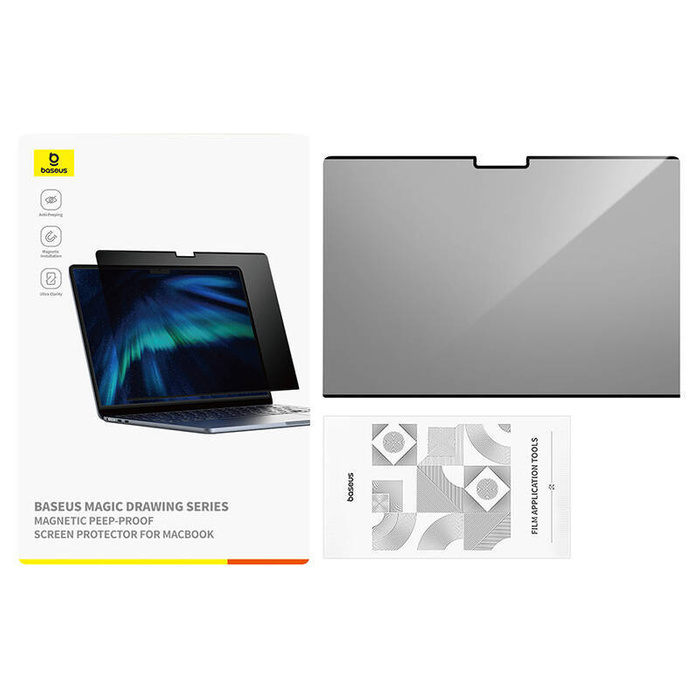 Szkło hartowane Baseus Magic Drawing dla MacBook Pro 14" (2021/2023) + zestaw czyszczący (przeźroczysty)