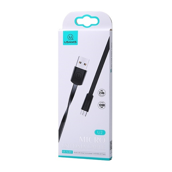 Kabel Płaski USAMS MicroUSB 1,2m U2 SJ201MIC01 US-SJ201 Czarny