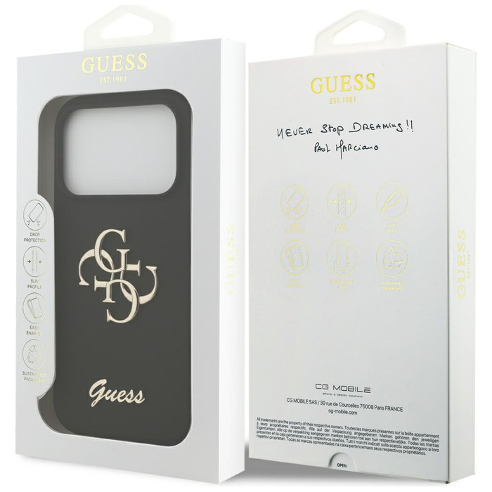 Etui Guess Silicone Big 4G Script do     iPhone 17 Pro czarny