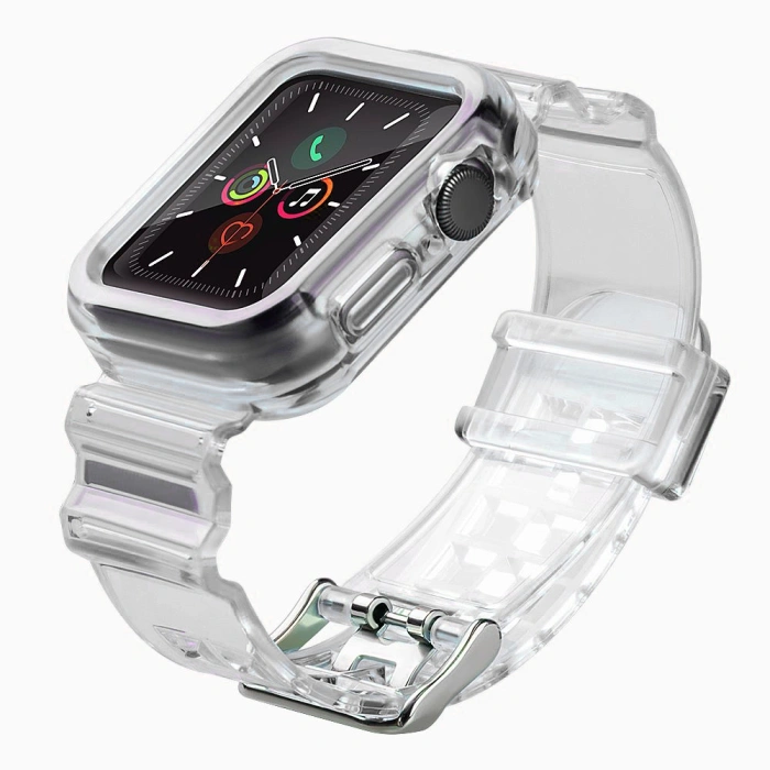 Silikonowa opaska pasek bransoleta bransoletka etui Strap Light Set do zegarka Apple Watch 38 mm - czarna