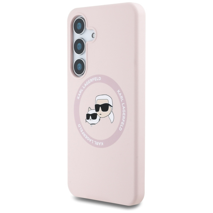 Etui Karl Lagerfeld Silicone Double       Heads And Circle MagSafe do Samsung Galaxy S25+ różowy