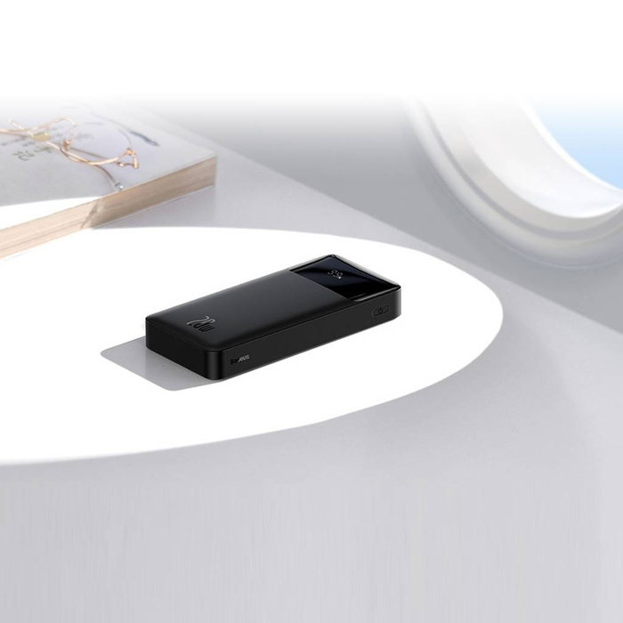 Baseus Bipow powerbank z szybkim ładowaniem 10000mAh 20W czarny (Overseas Edition) + kabel USB-A - Micro USB 0.25m czarny (PPBD050301)