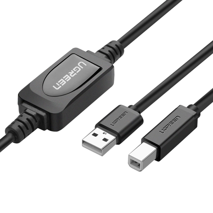 Kabel UGREEN US122 USB-A 2.0 USB-B 2.0 Do Drukarki Aktywny 10m Czarny