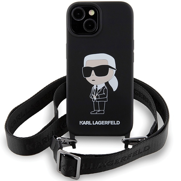 Etui Karl Lagerfeld KLHCP15SSCBSKNK iPhone 15 6.1" hardcase czarny/black Crossbody Silicone Ikonik Case