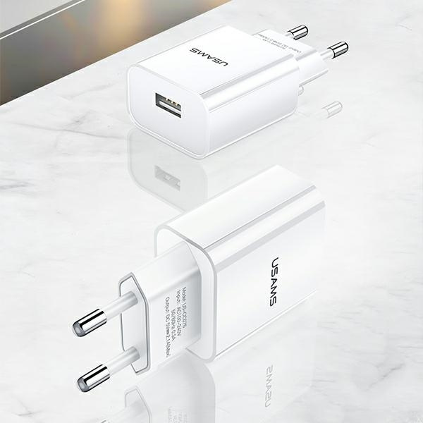 Ładowarka Sieciowa USAMS 1xUSB T18 2,1A Fast Charging Biały