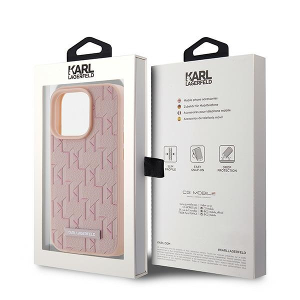 Etui Karl Lagerfeld KLHMP15XPKHPORPP iPhone 15 Pro Max 6.7" hardcase różowy/pink Leather Monogram Metal Logo