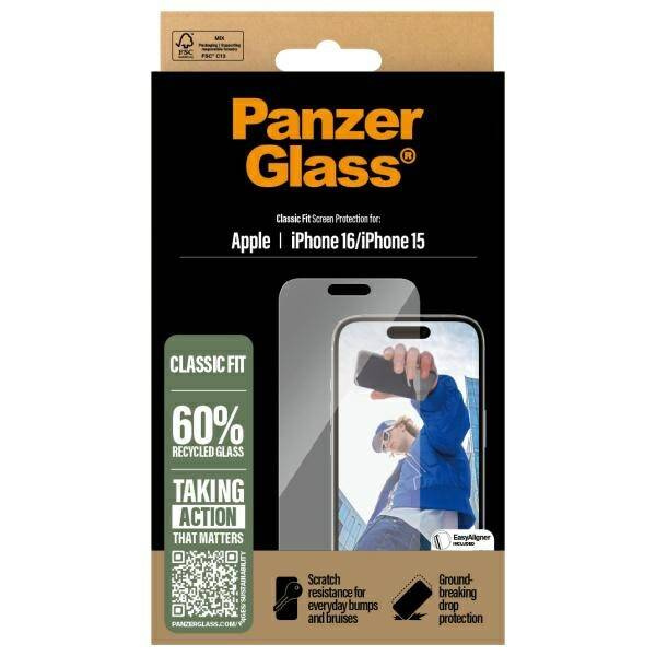 PanzerGlass Screen Protector iPhone 16 6.1" Classic Fit 2873