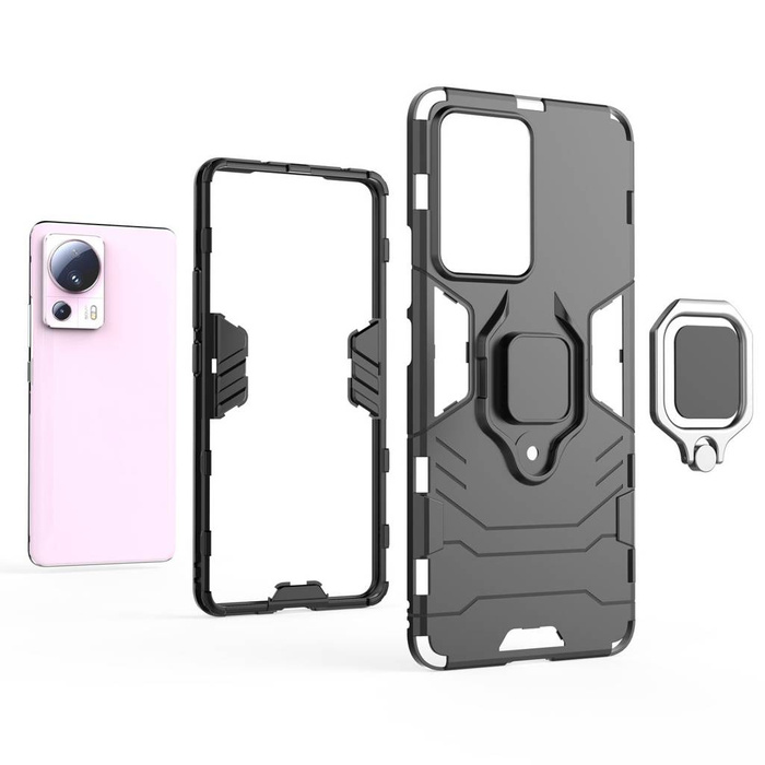 Etui Ring Armor etui do Xiaomi 13 Lite pancerny pokrowiec uchwyt magnetyczny ring czarne Case