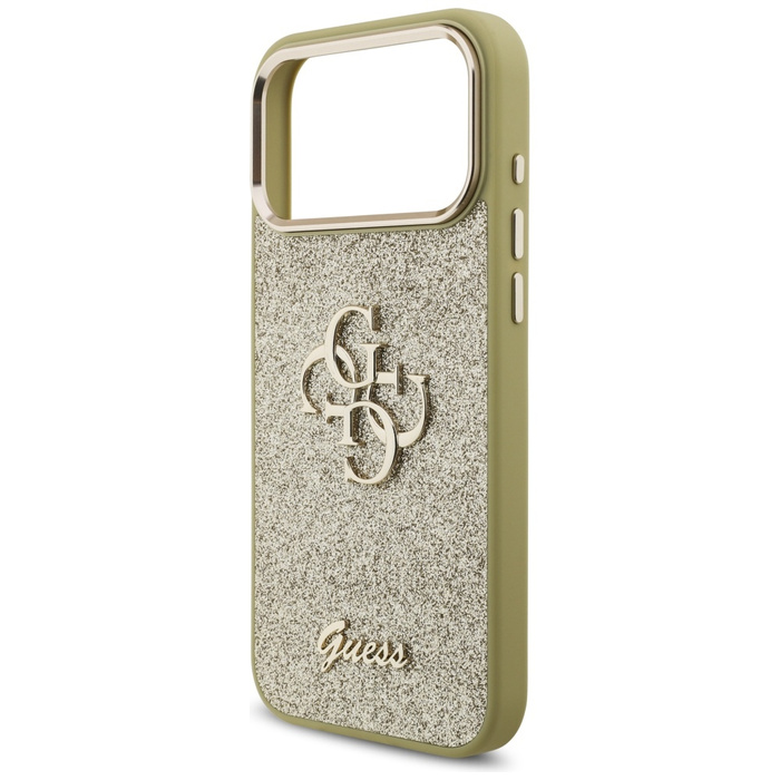 Etui Guess Fixed Glitter Big 4G Metal    Frame do iPhone 17 Pro Max złoty