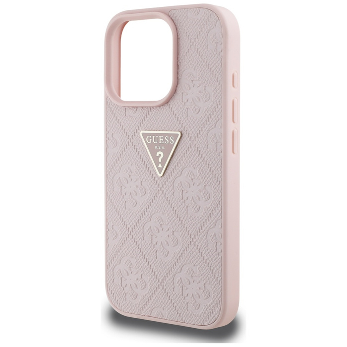 Etui Guess Hot Stamp 4G Pattern Triangle  Metal Logo do iPhone 16 Pro Max różowy