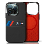 Etui BMW iPhone 16 Pro Max czarny/black hardcase Silicone Middle Stripe MagSafe