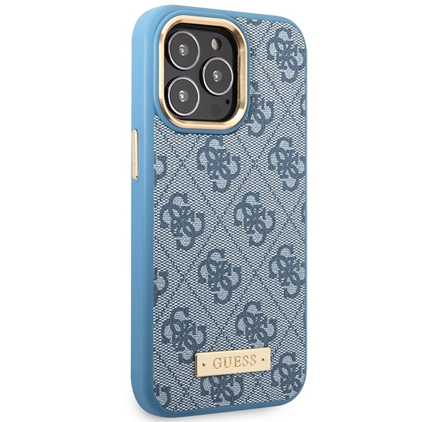 Etui Guess GUHMP14LU4GPRB iPhone 14 Pro 6.1" niebieski/blue hard case 4G Logo Plate MagSafe Case