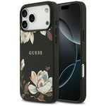 Etui Guess Grained Flowers Classic Logo  MagSafe do iPhone 17 Pro Max czarny