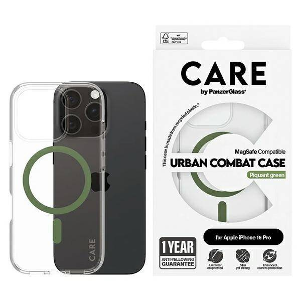 Etui CARE by PanzerGlass Flagship Case iPhone 16 Pro 6,3" zielony/green MagSafe 1370