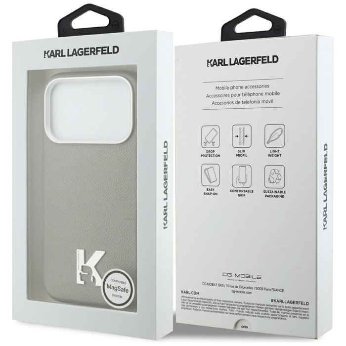 Etui Karl Lagerfeld Karl Head Logo       MagSafe do iPhone 17 Pro szary