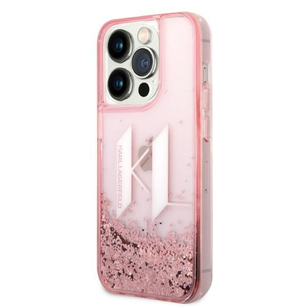 Etui KARL LAGERFELD Apple iPhone 14 Pro Liquid Glitter Big KL Różowy Hardcase