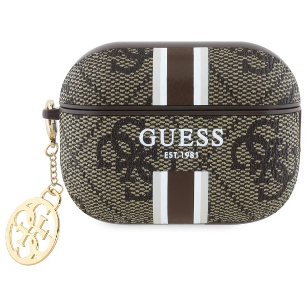 Guess GUAP2P4RPSW AirPods Pro 2           (2022/2023) cover brązowy/brown 4G Printed Stripes Charm
