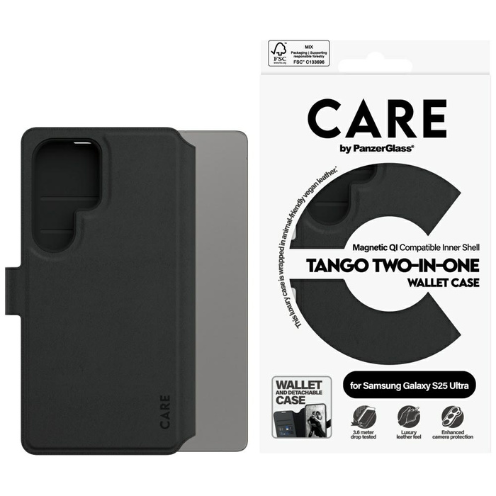 Etui CARE by PanzerGlass Feature Tango    2w1 Wallet do Samsung Galaxy S25 Ultra czarny