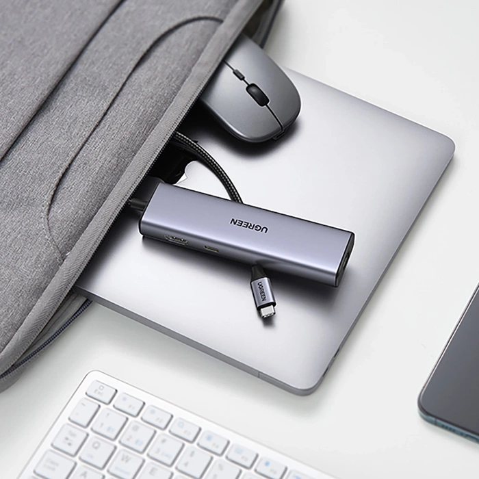 Adapter Hub UGREEN, USB-C do 2x USB 3.0, HDMI, RJ45, SD/TF 90568