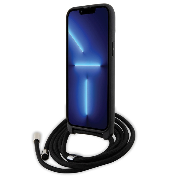 Etui Karl Lagerfeld KLHCP14XSAKCPSK iPhone 14 Pro Max 6.7" hardcase czarny/black Crossbody Saffiano Metal Pin Karl & Choupette Case