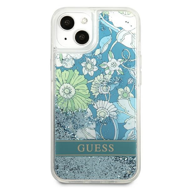Etui GUESS Apple iPhone 13 Flower Liquid Glitter Zielony Hardcase