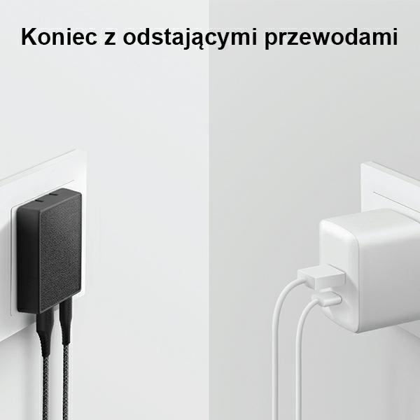 UNIQ Ład. siec. Votre Slim Duo 20W USB-C + USB-A czarny/charcoal black