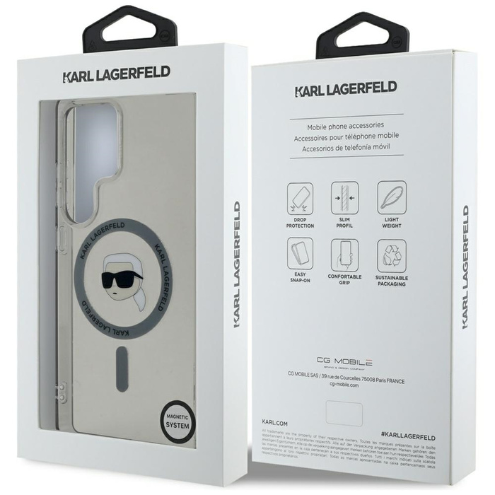 Etui Karl Lagerfeld Button Karl Head      Printed Logo MagSafe do Samsung Galaxy S25 Ultra czarny