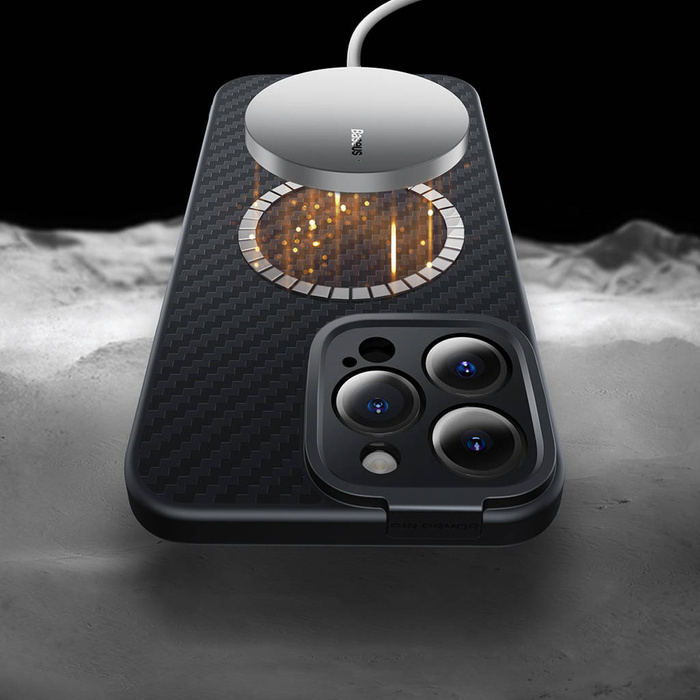 Etui Pancerne etui iPhone 14 Pro kompatybilne z MagSafe szkło hartowane Baseus Synthetic Fiber - czarne Case