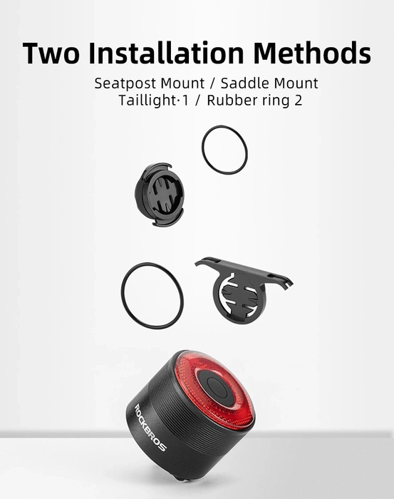 Lampa rowerowa Rockbros Q3 tylna z inteligentnym systemem stop - czarna