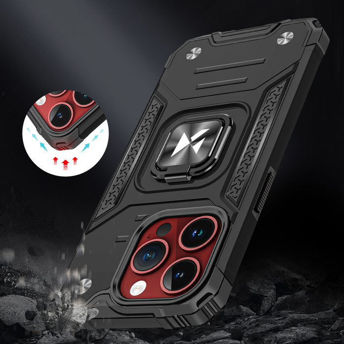 Etui Pancerne etui z uchwytem na palec do iPhone 15 Pro Wozinsky Ring Armor - czerwone Case