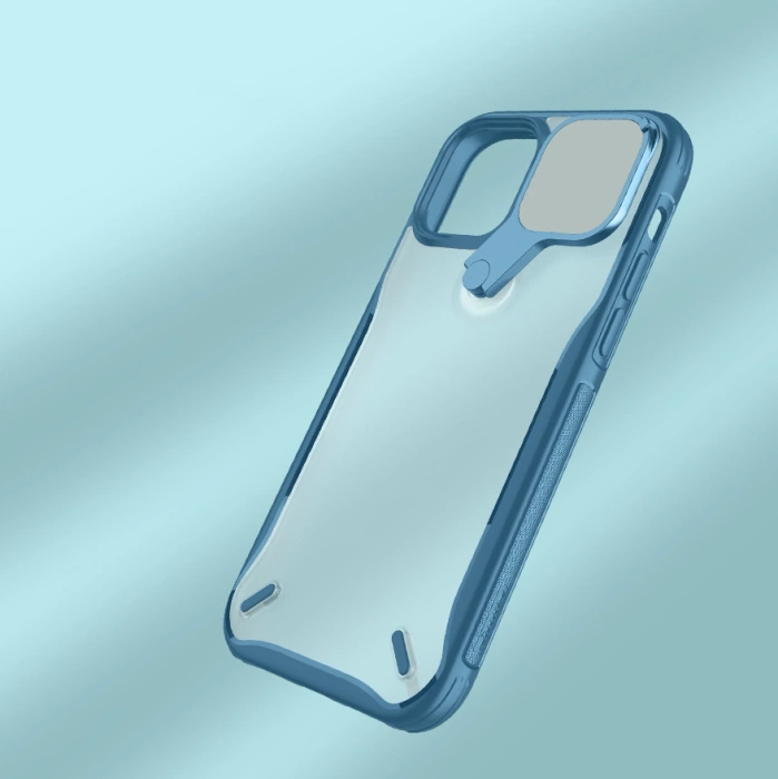 Etui Nillkin Cyclops Case wytrzymałe etui z osłoną na aparat i składaną podstawką iPhone 13 Pro niebieski