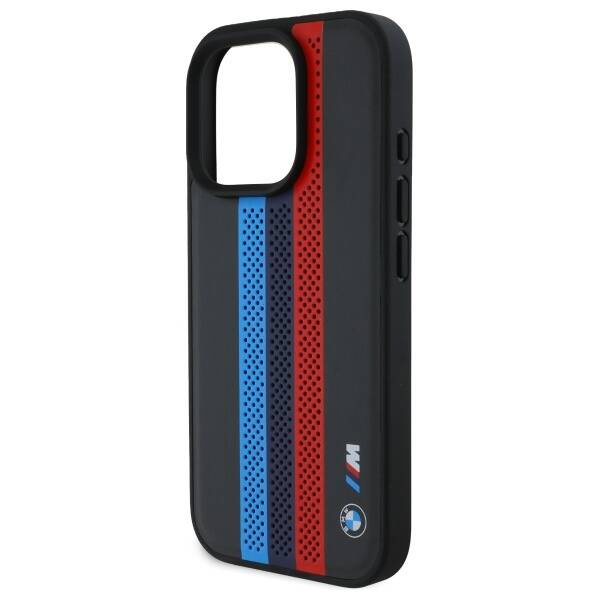 Etui BMW iPhone 16 Pro 6.3" czarny/black hardcase M Perf. Tricolor Printed Stripes MagSafe