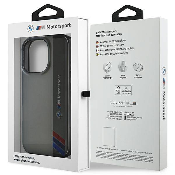 ETUI BMW iPhone 16 Pro 6.3" szary/grey hardcase Motosport IML Vertical Stripe
