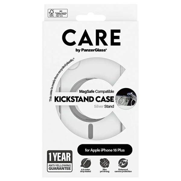 Etui CARE by PanzerGlass Feature Kickstand Case iPhone 16 Plus 6.7" srebrny/silver MagSafe 1327
