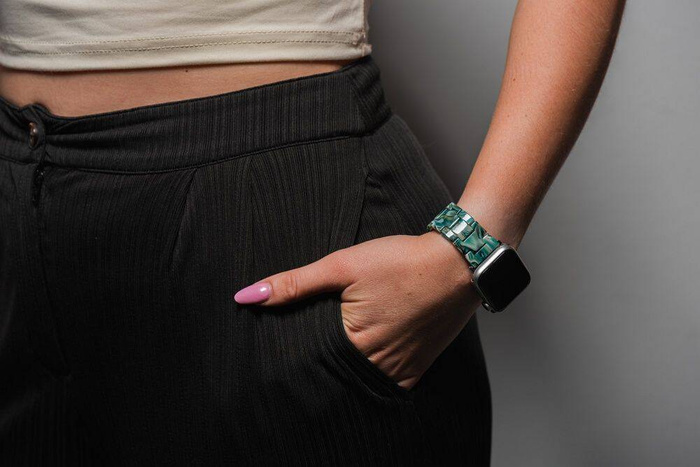 Pasek do Apple Watch Forcell F-Design FA04 zatrzask żywiczny marmurkowy 42 / 44 / 45 / 49 mm zielony