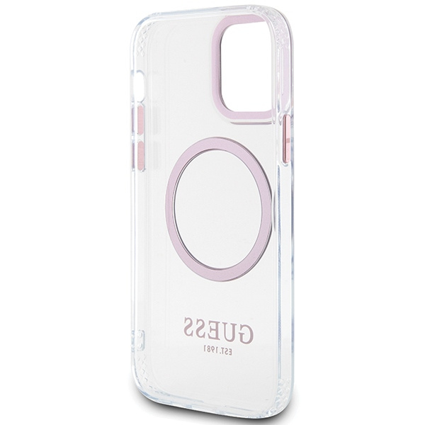 Etui Guess GUHMP12MHTRMP iPhone 12/12 Pro 6.1" różowy/pink hard case Metal Outline Magsafe Case