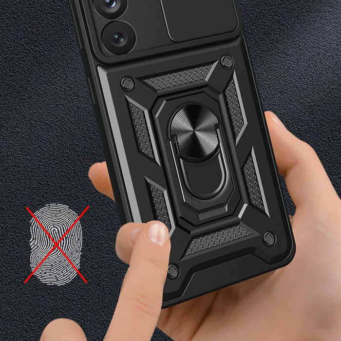 Etui Hybrid Armor Camshield Etui Do Samsung Galaxy S23+ Pancerny Pokrowiec Z Osłoną Na Aparat Czarne Case