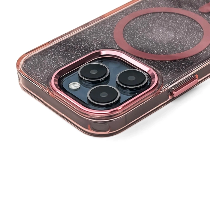 Etui brokatowe Glitter Case kompatybilne z MagSafe na iPhone 17 - różowe