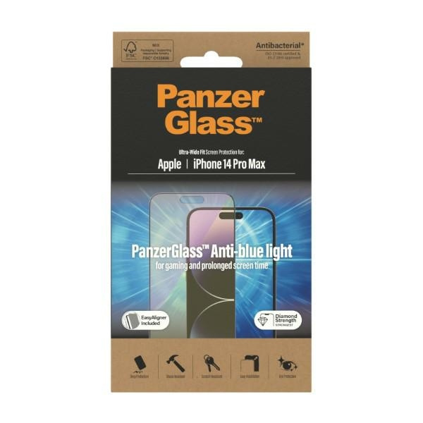 SZKŁO PanzerGlass Ultra-Wide Fit iPhone 14 Pro Max 6,7" Screen Protection Antibacterial Easy Aligner Included Anti-blue light 2794