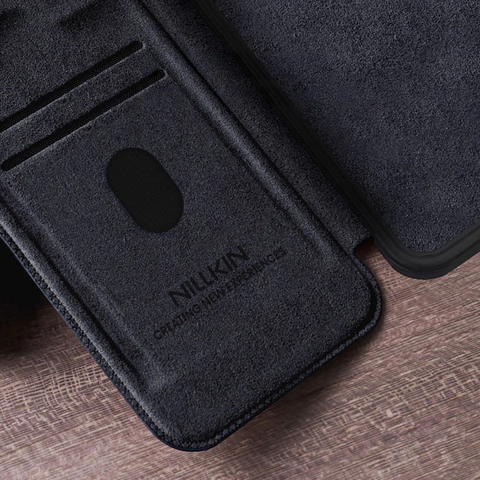 Etui z klapką Nillkin Qin Pro Leather Case Samsung S25, BLACK / CZARNY